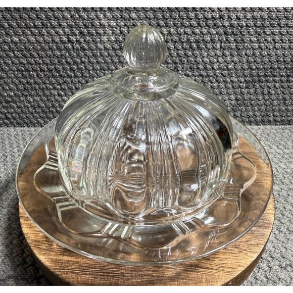 Anchor Hocking Colonial Knife & Fork Glass Butter Dish with lid - Picture 2 of 6